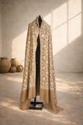 Authentic Pashmina Swati Khadi Shawl - Earthy Khaki with Mint Green Swati Work