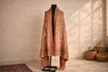 Authentic Kani Toosh Shawl - Light Beige with Coral Pink Paisley