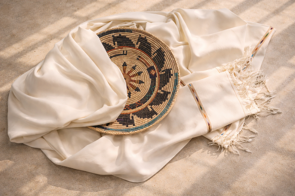 Authentic Men's Wool No. 72 Shawl - Premium Cream Wool with Traditional Border
